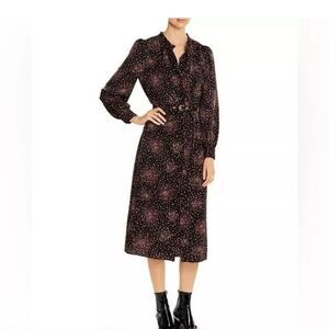 Kate Spade Disco Dots Ruffle Shirt Dress Black Size 4 EUC